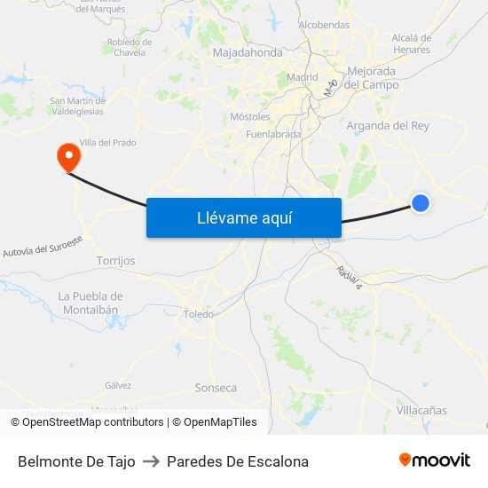 Belmonte De Tajo to Paredes De Escalona map