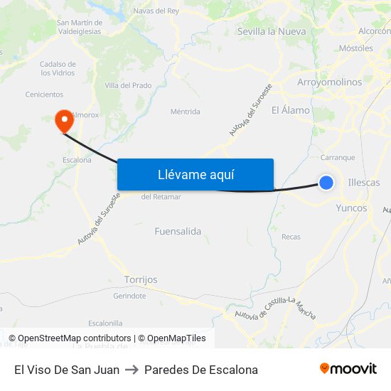 El Viso De San Juan to Paredes De Escalona map
