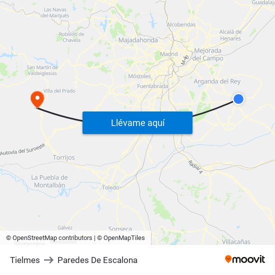 Tielmes to Paredes De Escalona map