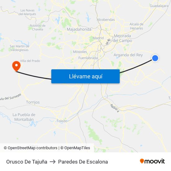 Orusco De Tajuña to Paredes De Escalona map