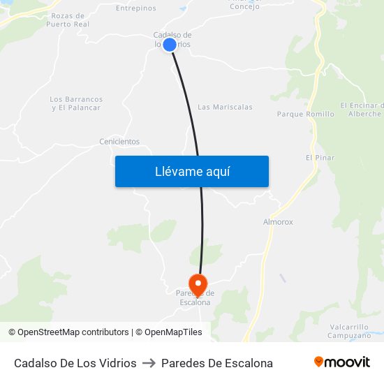 Cadalso De Los Vidrios to Paredes De Escalona map