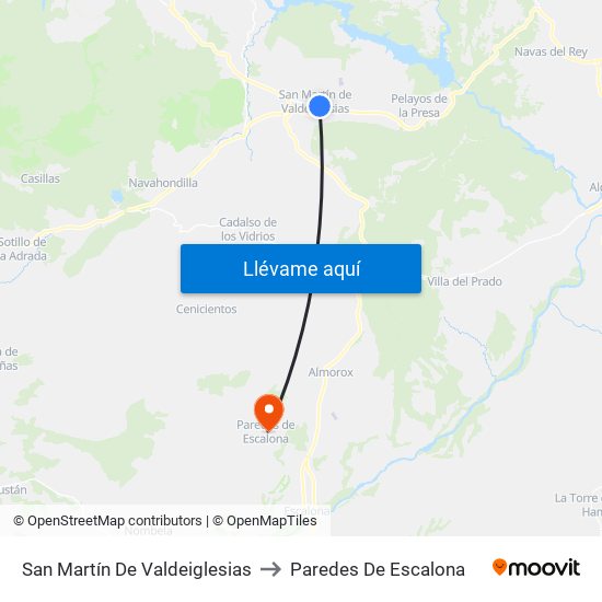 San Martín De Valdeiglesias to Paredes De Escalona map