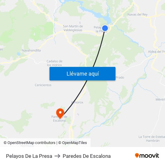 Pelayos De La Presa to Paredes De Escalona map