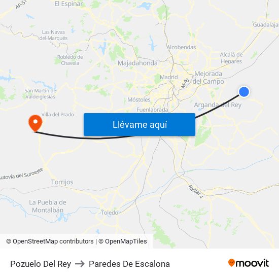 Pozuelo Del Rey to Paredes De Escalona map