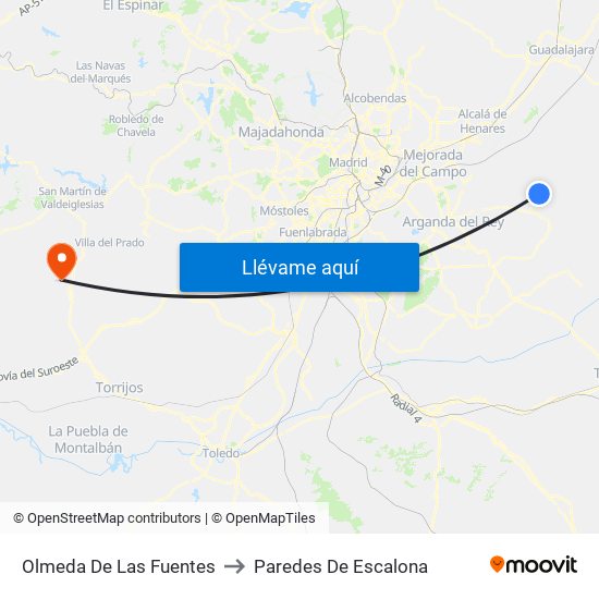 Olmeda De Las Fuentes to Paredes De Escalona map