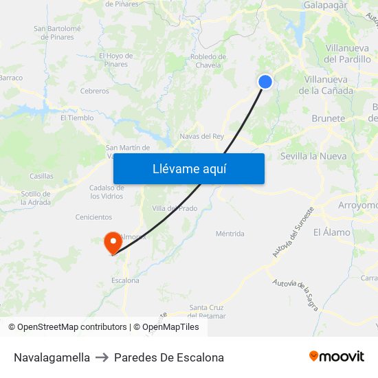 Navalagamella to Paredes De Escalona map