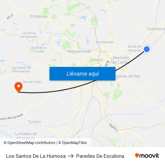 Los Santos De La Humosa to Paredes De Escalona map