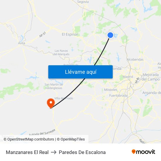 Manzanares El Real to Paredes De Escalona map