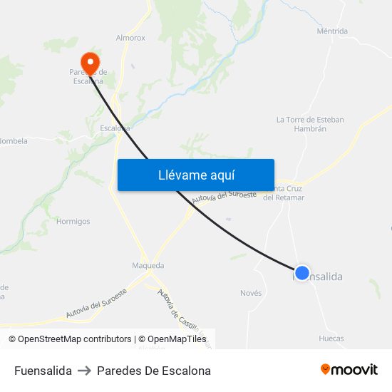 Fuensalida to Paredes De Escalona map