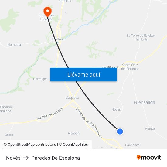 Novés to Paredes De Escalona map