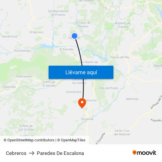 Cebreros to Paredes De Escalona map