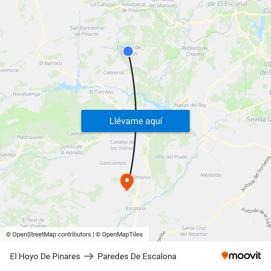 El Hoyo De Pinares to Paredes De Escalona map