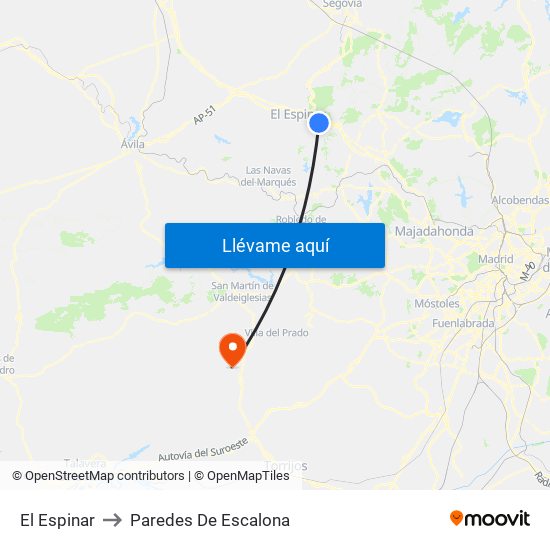 El Espinar to Paredes De Escalona map