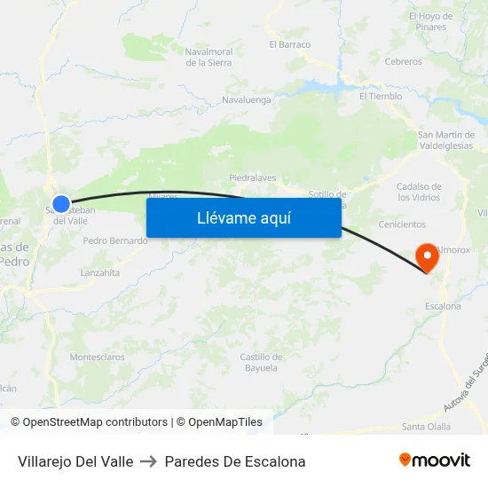 Villarejo Del Valle to Paredes De Escalona map