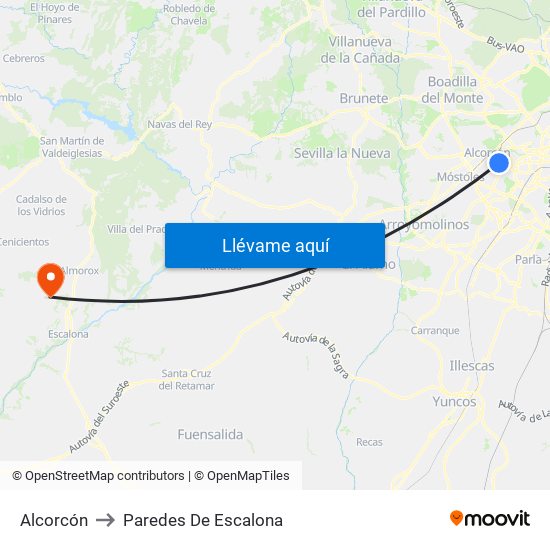 Alcorcón to Paredes De Escalona map