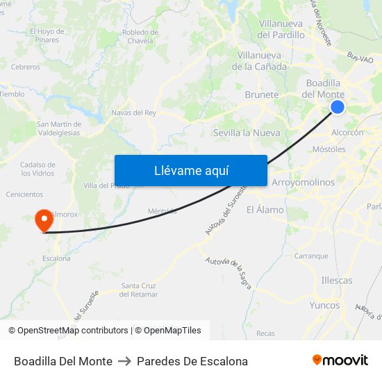 Boadilla Del Monte to Paredes De Escalona map