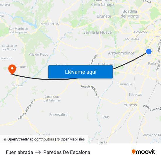 Fuenlabrada to Paredes De Escalona map