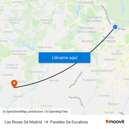 Las Rozas De Madrid to Paredes De Escalona map