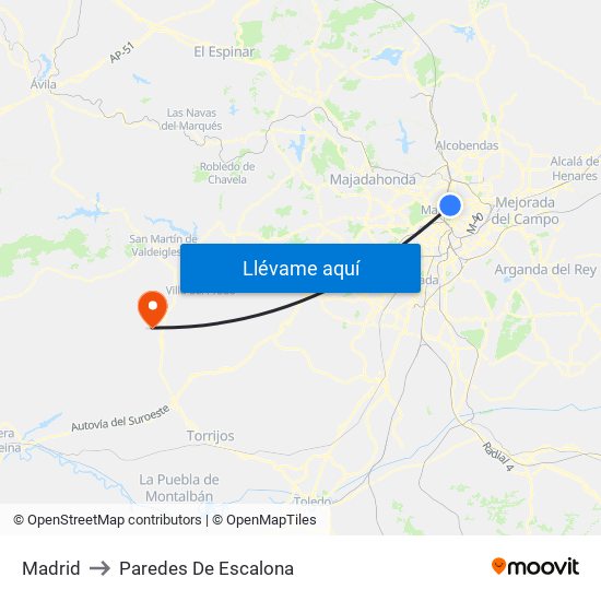 Madrid to Paredes De Escalona map