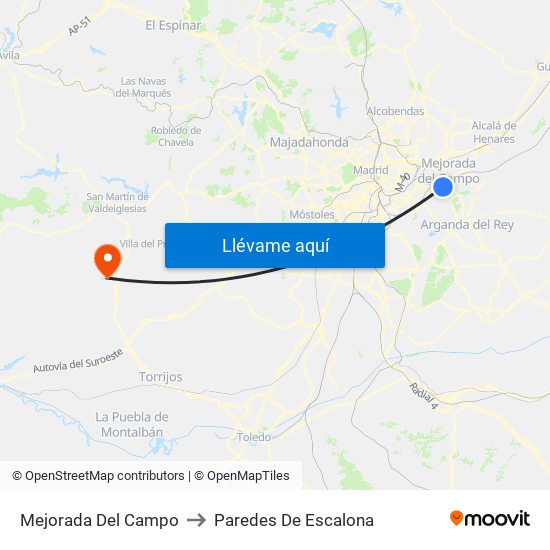 Mejorada Del Campo to Paredes De Escalona map