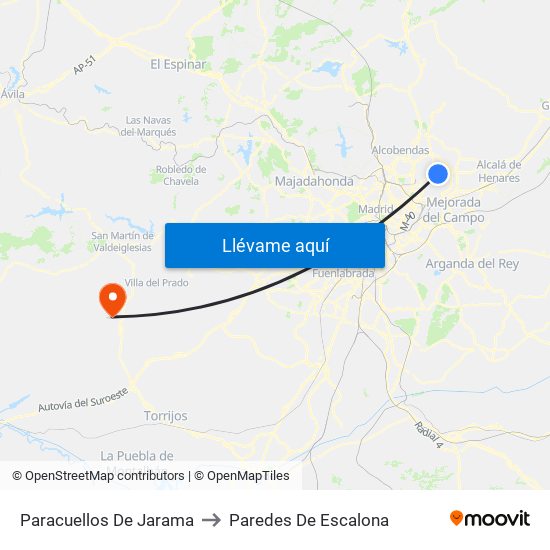 Paracuellos De Jarama to Paredes De Escalona map