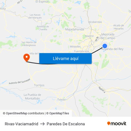 Rivas-Vaciamadrid to Paredes De Escalona map
