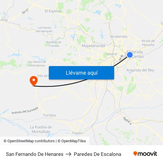 San Fernando De Henares to Paredes De Escalona map