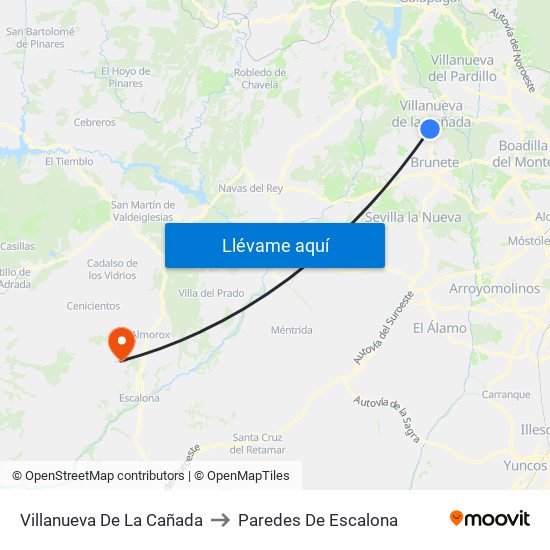 Villanueva De La Cañada to Paredes De Escalona map