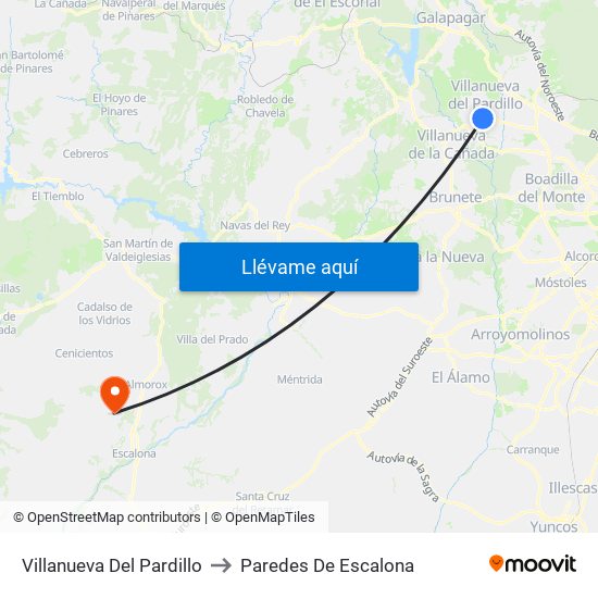 Villanueva Del Pardillo to Paredes De Escalona map