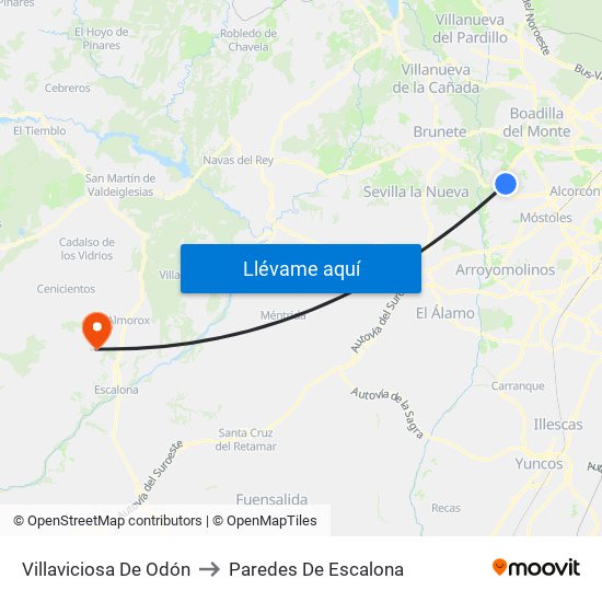 Villaviciosa De Odón to Paredes De Escalona map