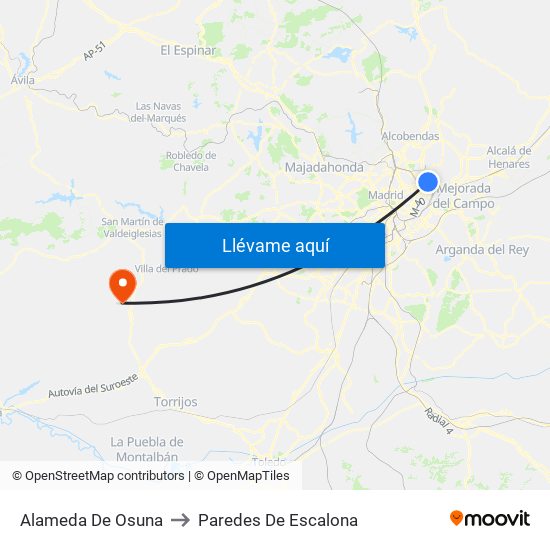Alameda De Osuna to Paredes De Escalona map