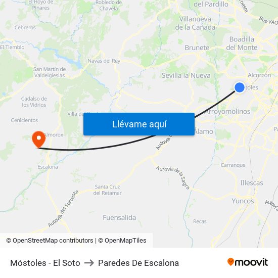 Móstoles - El Soto to Paredes De Escalona map