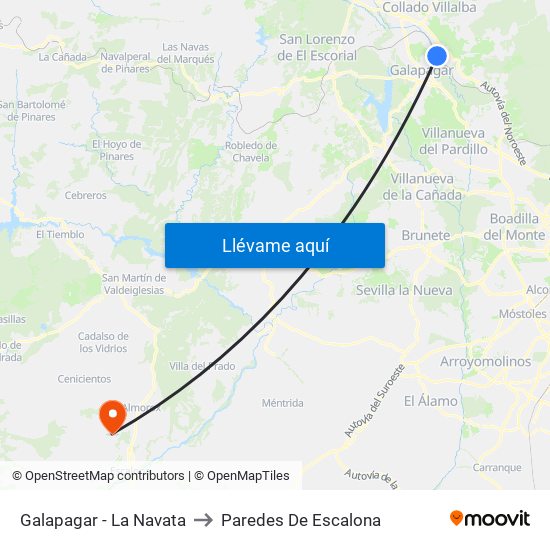 Galapagar - La Navata to Paredes De Escalona map