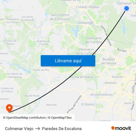 Colmenar Viejo to Paredes De Escalona map