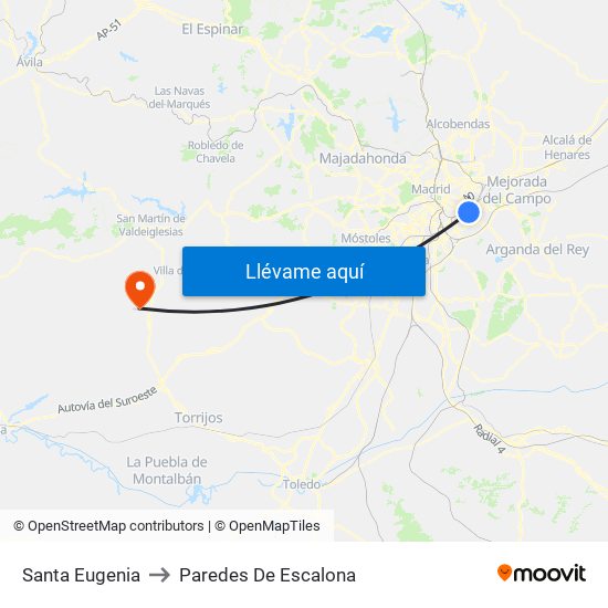 Santa Eugenia to Paredes De Escalona map