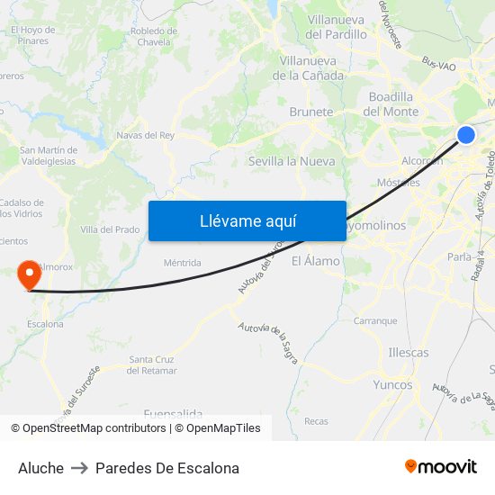 Aluche to Paredes De Escalona map