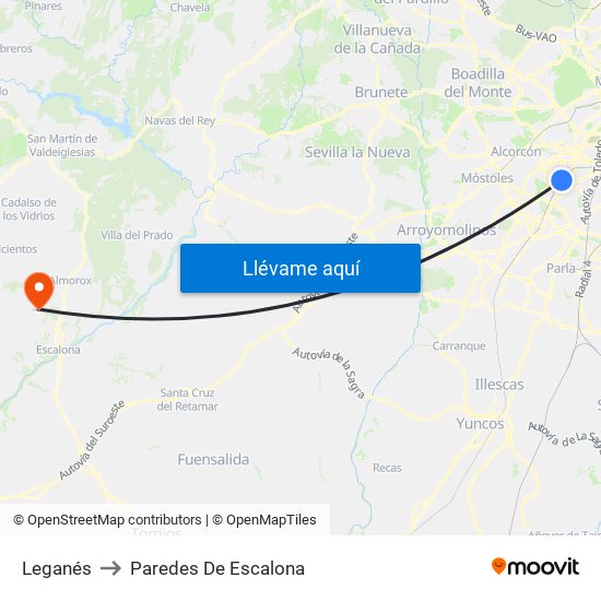 Leganés to Paredes De Escalona map