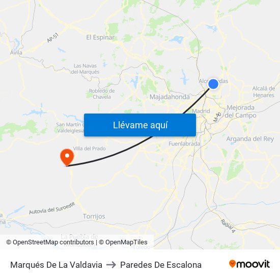 Marqués De La Valdavia to Paredes De Escalona map