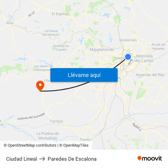 Ciudad Lineal to Paredes De Escalona map
