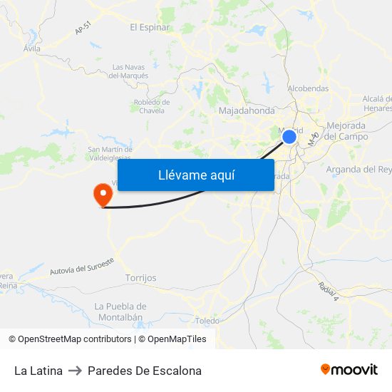 La Latina to Paredes De Escalona map