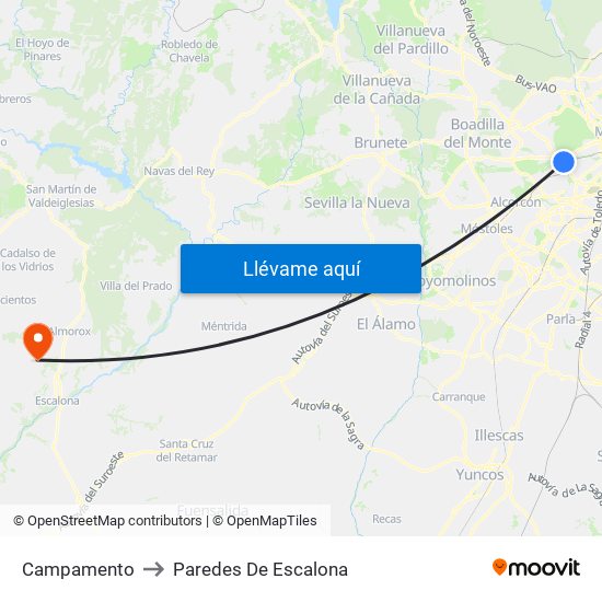 Campamento to Paredes De Escalona map