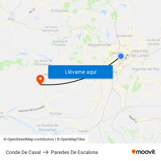 Conde De Casal to Paredes De Escalona map