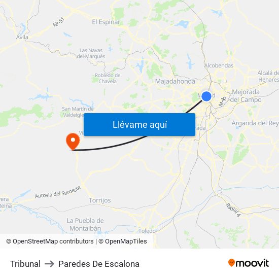 Tribunal to Paredes De Escalona map