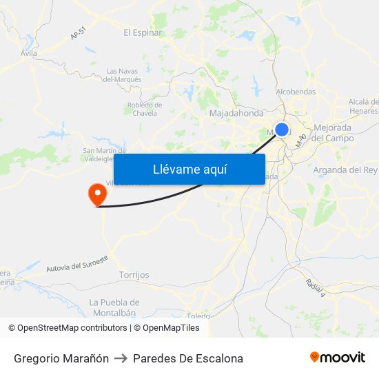 Gregorio Marañón to Paredes De Escalona map