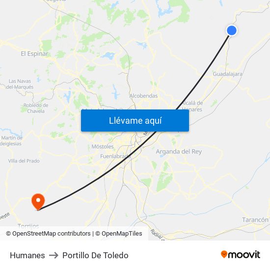 Humanes to Portillo De Toledo map