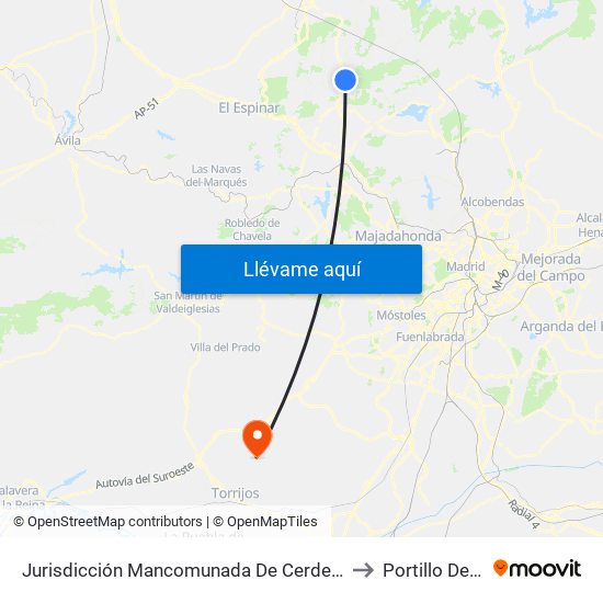 Jurisdicción Mancomunada De Cerdedilla Y Navacerrada to Portillo De Toledo map