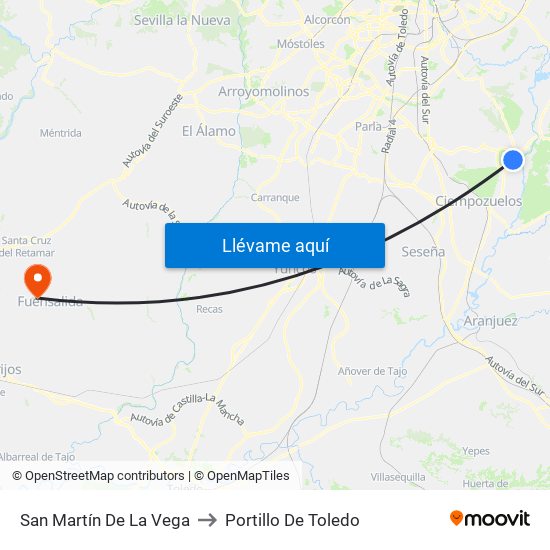 San Martín De La Vega to Portillo De Toledo map