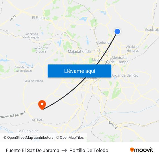Fuente El Saz De Jarama to Portillo De Toledo map
