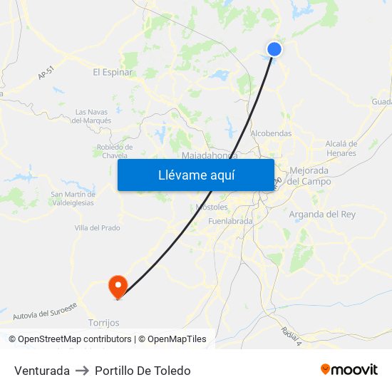 Venturada to Portillo De Toledo map