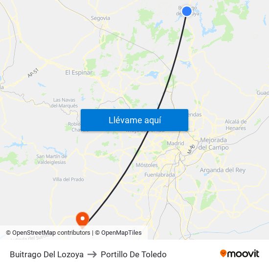 Buitrago Del Lozoya to Portillo De Toledo map